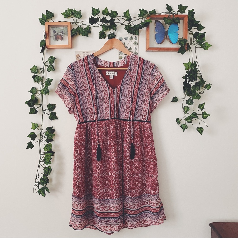 Knox Rose Red Boho Mini Dress